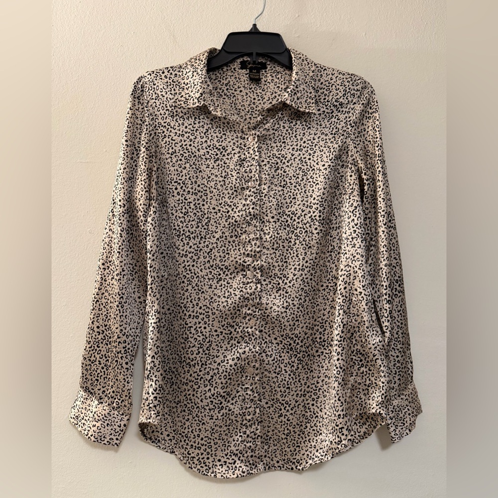 Japna Cheetah Animal Print Long Sleeve Blouse size M